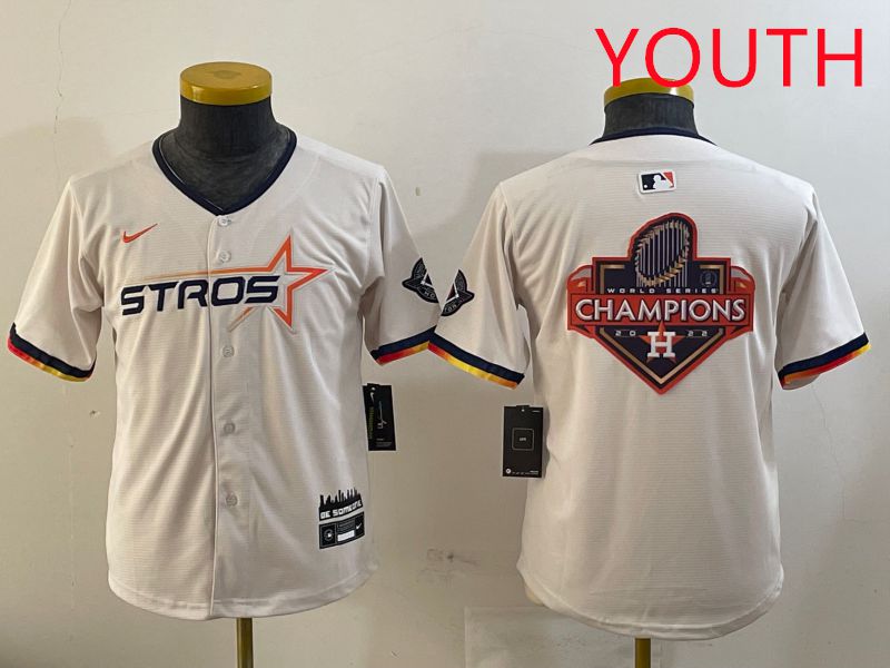 Youth Houston Astros Blank Cream three generations Joint Name 2025 Nike MLB Jersey style 41420